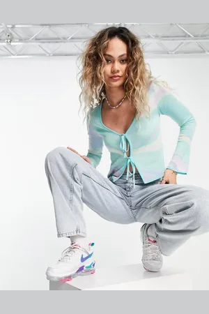 ASOS Cardigan with tie detail in wavy pattern