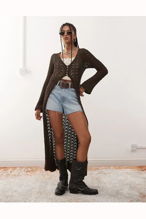 Reclaimed Pointelle maxi cardigan in