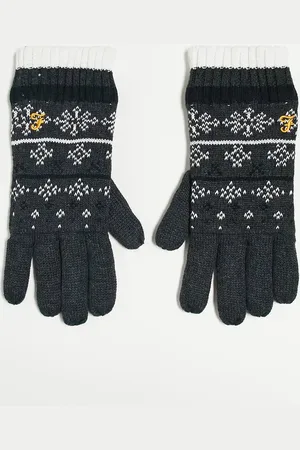 Farah Logo gloves in charcoal