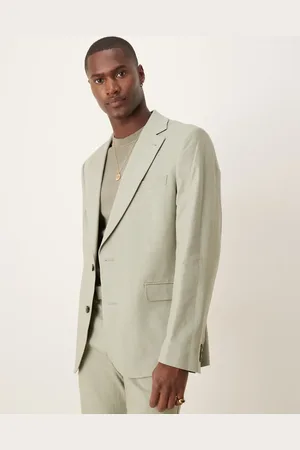 ASOS Linen blend slim suit jacket in sage