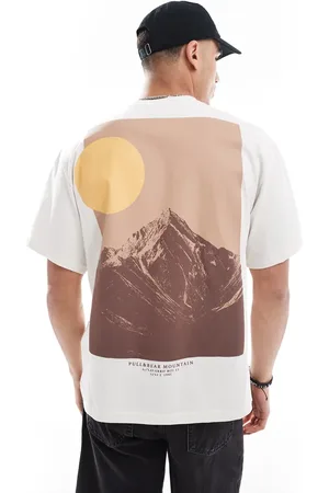 Pull&Bear Mountain back graphic t-shirt in sand