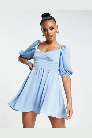 Parallel Lines Short sleeve skater dress in blue