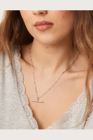 Orelia Chunky T-Bar mid length necklace in sterling plated
