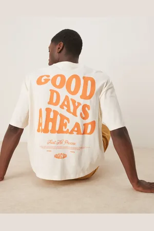 ASOS Oversized boxy t-shirt in off with back print