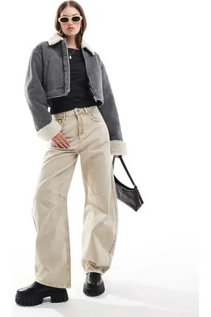 ASOS Cord bonded jacket with shearling collar in