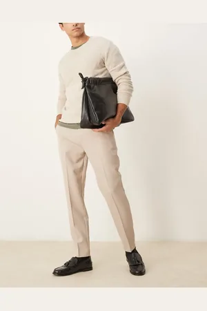 ASOS Smart tapered fit trousers in stone