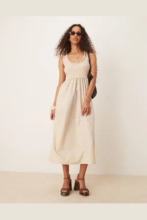 Threadbare Scoop neck maxi dress in taupe