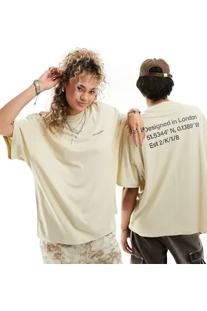COLLUSION Unisex address print t-shirt in beige