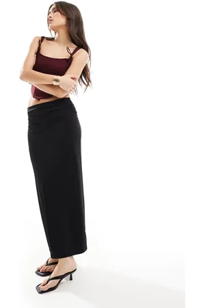 Pull&Bear Polyamide sculpt maxi skirt in