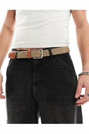 JACK & JONES Woven belt with buckle in tan