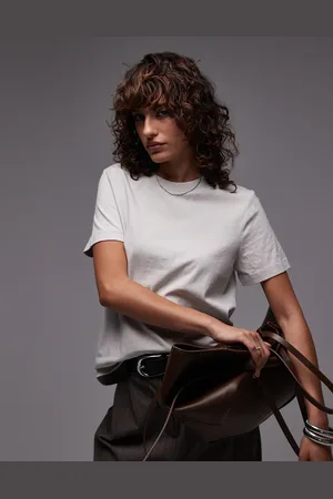 MANGO Soft touch round neck t-shirt in light beige