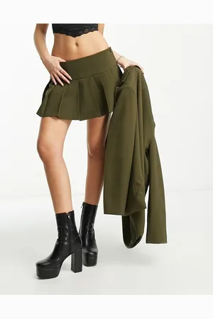 Motel Ultra mini kilt in dark khaki co-ord