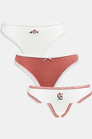Daisy Street Flower embroidery pack briefs