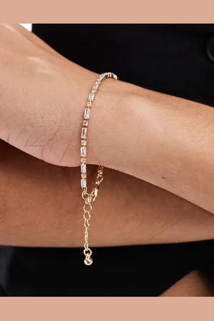 ASOS Bracelet with cubic zirconia crystals in tone with gift bag
