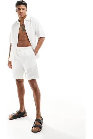 Bershka Linen look short co-ord in