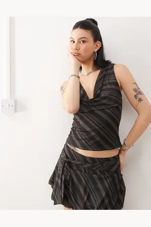 Motel Losa stripe cowl neck vest top co-ord in dark