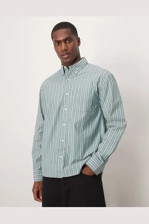 Abercrombie & Fitch Oxford long sleeve shirt in grey stripe