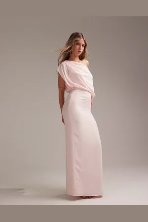 ASOS Bridesmaids crepe one shoulder draped maxi dress in soft