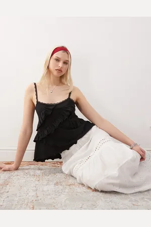 Reclaimed Ruffle lace trim cami top in