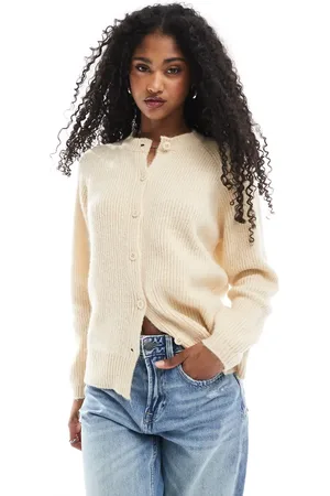 Miss Selfridge Raglan knitted button up cardigan in buttermilk