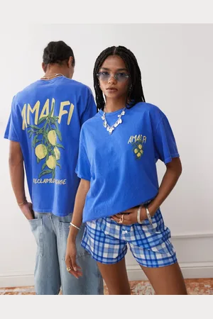 Reclaimed Unisex oversized t-shirt with Amalfi lemon print in