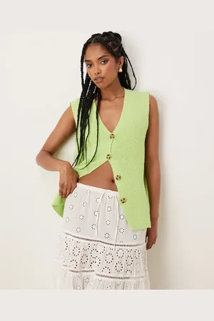 ASOS Slub knit relaxed fit waistcoat in lime