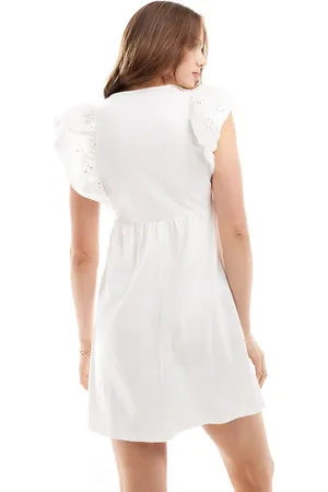 Miss Selfridge Smock mini dress with broderie sleeves in