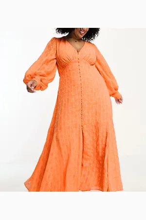 ASOS ASOS DESIGN Curve button through maxi dress in