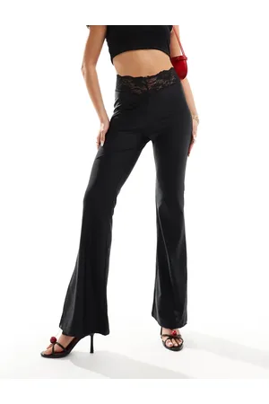 ASOS Lace wrap waist flare trousers with back ruched seam in