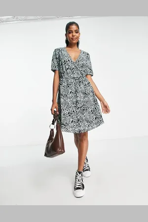 JDY Anetty wrap mini dress in