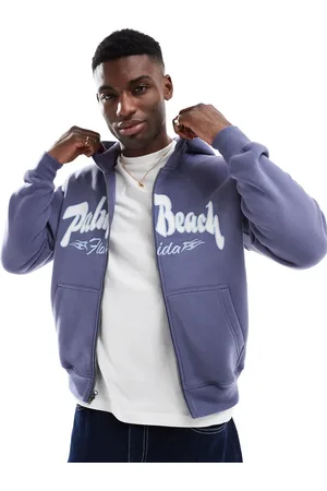 Hollister Baggy motif back detail zip through hoodie in