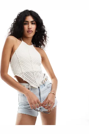 Bershka Crochet halterneck top in