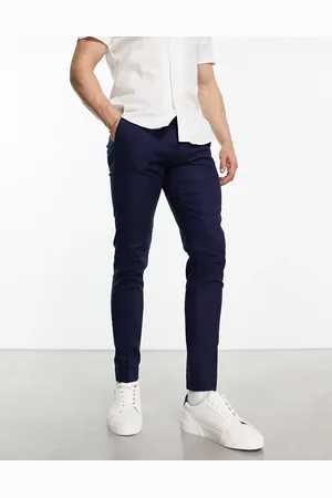 ASOS Smart skinny linen mix trousers in