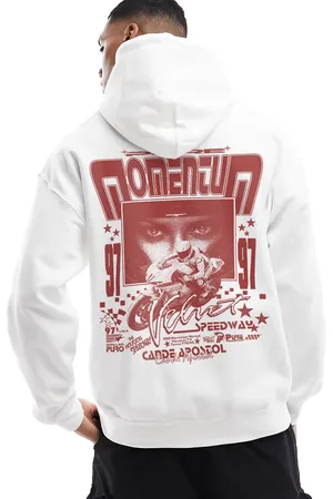 ASOS Oversized hoodie in with front print and photographic back print