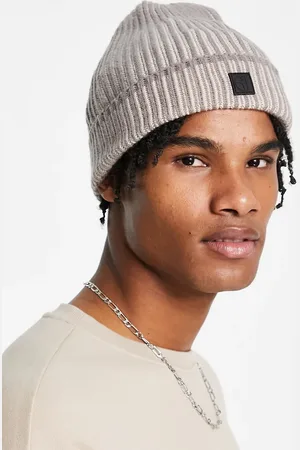River Island Ribbed beanie in beige