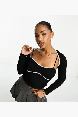 ASOS Ribbed 2 piece shrug cardigan & cami top with lace trim in