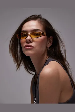 Topshop Xanthi slim rectangle sunglasses in tort