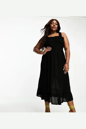 Simply Be Exclusive shirred strap midi sundress in