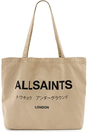 AllSaints Underground unisex shopper tote bag in toffee brown