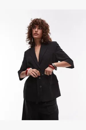 MANGO Belted tailored short sleeve blazer co-ord in