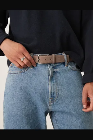 MANGO Suede square buckle belt in washed