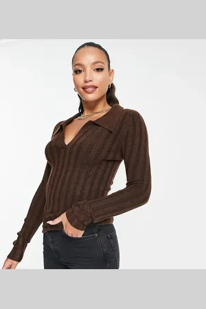 ASOS ASOS DESIGN Tall open collar rib jumper in