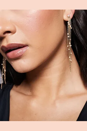 ASOS Drop earrings with tassels and faux micro pearl detail in tone