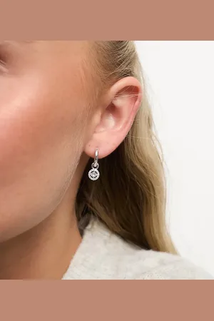 Accessorize Sterling plated sparkle charm huggie hoop earrings
