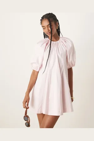 ASOS Puff sleeve cotton poplin mini dress in baby