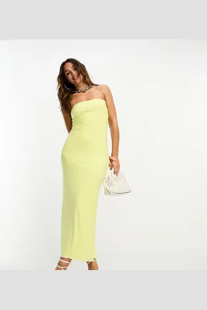 ASOS Reversible bandeau maxi dress in yellow and white