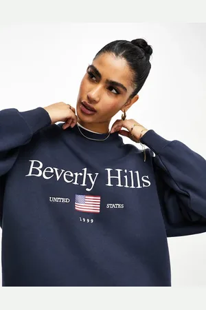 Stradivarius Oversized beverly hills sweatshirt in navy
