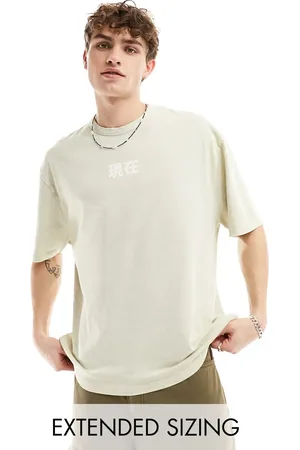 ASOS Oversized t-shirt in heavyweight 220gsm washed beige with souvenir chest print