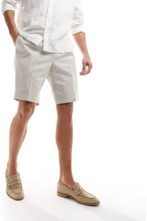 Harry Brown Bermuda linen fit shorts in ecru