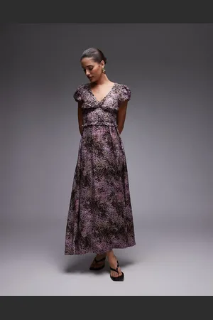 & OTHER STORIES Maxi dress with tier hem and ruffle sleeves in abstract print